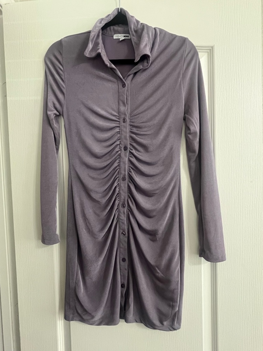 Fashion Nova Annistyn long sleeve slinky mini dress in lavender